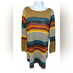 Multi color and multi textured boho chic festival quirky core sweater dress
